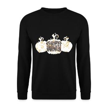 Halloween Kürbis - Unisex Pullover - Schwarz - Vorne - Alina (178cm) & Michal (187cm)