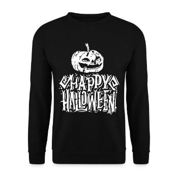 Halloween Kürbis - Unisex Pullover - Schwarz - Vorne - Alina (178cm) & Michal (187cm)