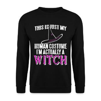Hexe - This is my Human Costume Im actually a - Unisex Pullover - Schwarz - Vorne - Alina (178cm) & Michal (187cm)