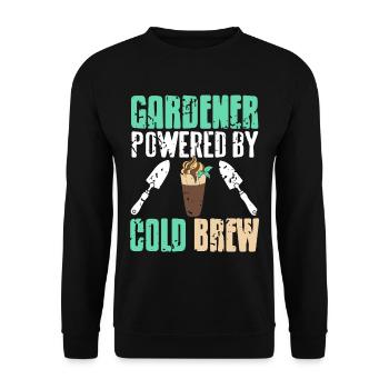 Jardinier propulsé par Cold Brew - Sweat-shirt Unisexe - noir - Devant - Alina (178cm) & Michal (187cm)