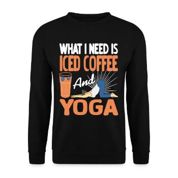 What i need is iced Coffee and Yoga - Unisex Sweatshirt - black - Front - Alina (178cm) & Michal (187cm)
