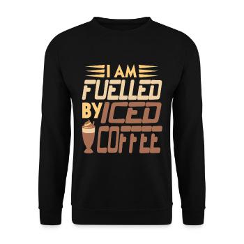 I am Fuelled by Iced coffee - Unisex Sweatshirt - black - Front - Alina (178cm) & Michal (187cm)