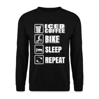 Iced Coffee Bike Sleep Reapeat - Unisex Sweatshirt - black - Front - Alina (178cm) & Michal (187cm)