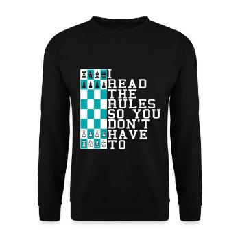 I Read the rules so you don't have to - Unisex Sweatshirt - black - Front - Alina (178cm) & Michal (187cm)