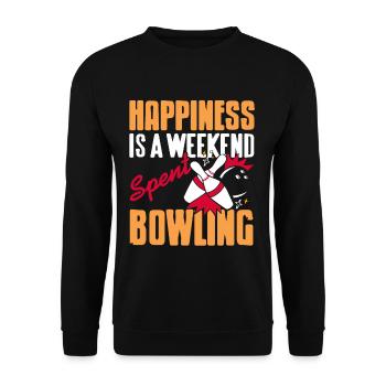 Happiness is a weekend spent bowling - Unisex Pullover - Schwarz - Vorne - Alina (178cm) & Michal (187cm)