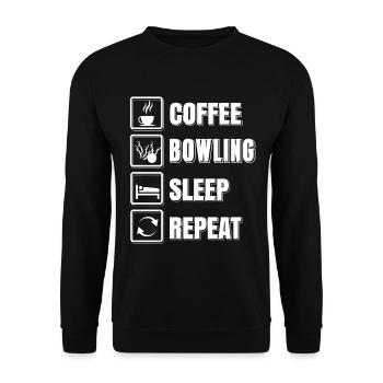 Coffee bowling sleep repeat - Unisex Pullover - Schwarz - Vorne - Alina (178cm) & Michal (187cm)