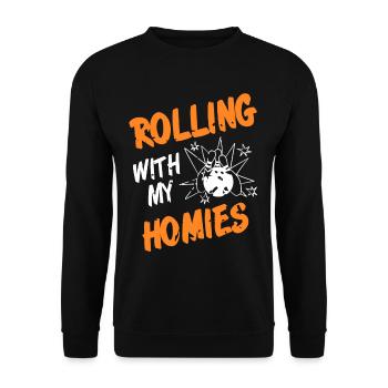 Rolling with my homies - Unisex Pullover - Schwarz - Vorne - Alina (178cm) & Michal (187cm)