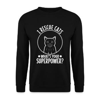 Je sauve Cats quel est votre super-pouvoir - Sweat-shirt Unisexe - noir - Devant - Alina (178cm) & Michal (187cm)