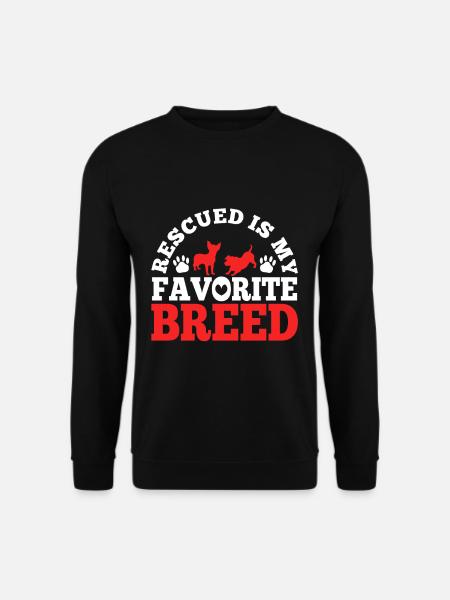 Rescued is my favorite breed cropped - Unisex Pullover - Schwarz