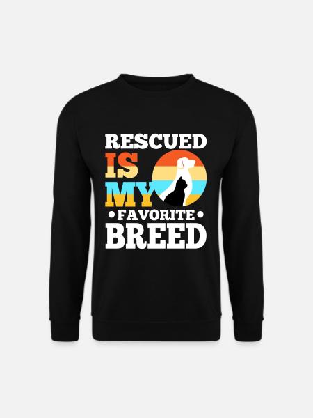 Rescued is my favorite breed cropped - Unisex Pullover - Schwarz
