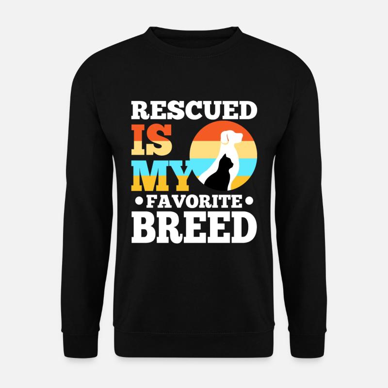 Rescued is my favorite breed cropped - Unisex Pullover - Schwarz