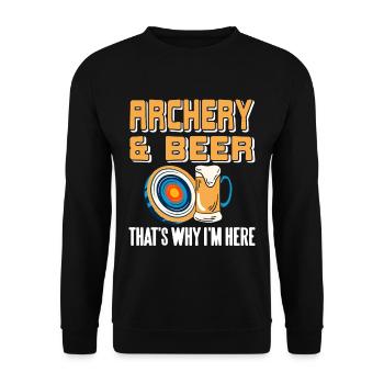 Archery & beer thats why im here - Unisex Pullover - Schwarz - Vorne - Alina (178cm) & Michal (187cm)