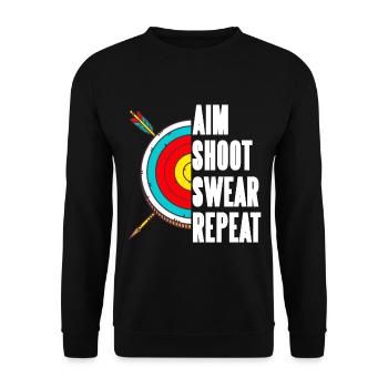 Aim Shoot Swear Repeat - Unisex Sweatshirt - black - Front - Alina (178cm) & Michal (187cm)