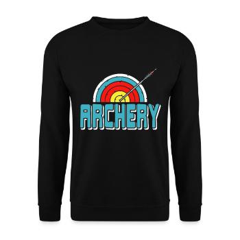 Archery with arrow and target - Unisex Sweatshirt - black - Front - Alina (178cm) & Michal (187cm)