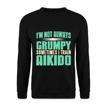 Im not alsways grumpy something i train aikido - Unisex Pullover - Schwarz - Vorne - Alina (178cm) & Michal (187cm)