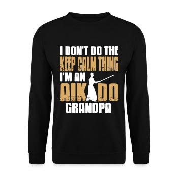 Dont do the keep calm thing im an aikido grandpa - Unisex Pullover - Schwarz - Vorne - Alina (178cm) & Michal (187cm)