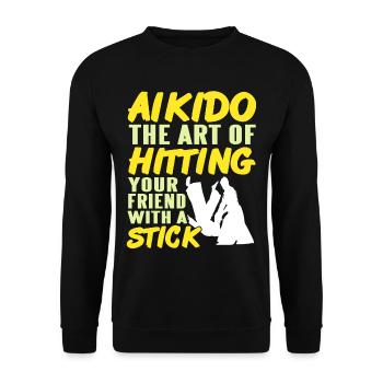 Aikido the art of Hitting your freind with a stick - Unisex Pullover - Schwarz - Vorne - Alina (178cm) & Michal (187cm)