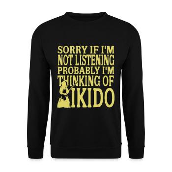 Sorry if im not listening probably of Aikido - Unisex Pullover - Schwarz - Vorne - Alina (178cm) & Michal (187cm)