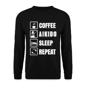 Coffee Aikido Sleep repeat - Unisex Pullover - Schwarz - Vorne - Alina (178cm) & Michal (187cm)