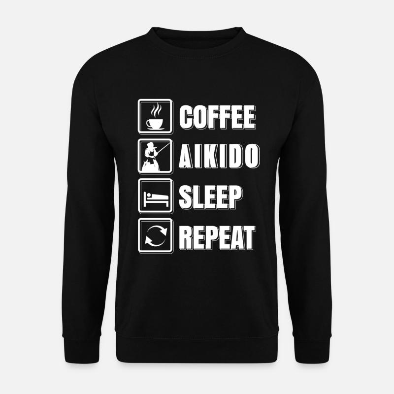 Coffee Aikido Sleep repeat - Unisex Pullover - Schwarz