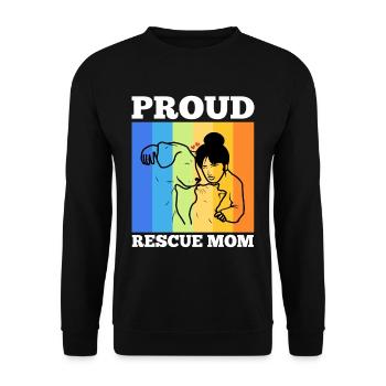 Proud rescue mom - Unisex Pullover - Schwarz - Vorne - Alina (178cm) & Michal (187cm)