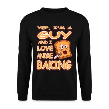 Yep im a guy and i love anime and Baking - Unisex Pullover - Schwarz - Vorne - Alina (178cm) & Michal (187cm)