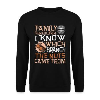 Family genealogist i know which branch the nuts - Unisex Pullover - Schwarz - Vorne - Alina (178cm) & Michal (187cm)