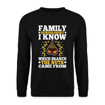 Family genealogist i know which branch the nuts - Unisex Pullover - Schwarz - Vorne - Alina (178cm) & Michal (187cm)
