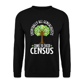 Eventually all genealogists come to their census - Unisex Pullover - Schwarz - Vorne - Alina (178cm) & Michal (187cm)