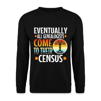 Eventually all genealogists come to their census - Unisex Pullover - Schwarz - Vorne - Alina (178cm) & Michal (187cm)
