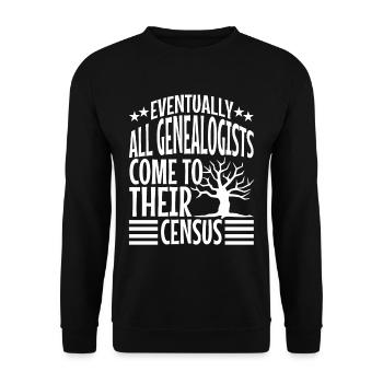 Eventually all genealogists come to their census - Unisex Pullover - Schwarz - Vorne - Alina (178cm) & Michal (187cm)