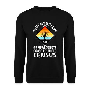 Eventually all genealogists come to their census - Unisex Pullover - Schwarz - Vorne - Alina (178cm) & Michal (187cm)