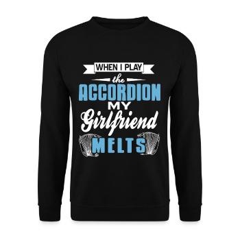 Quand je joue de l’accordéon, ma copine fond - Sweat-shirt Unisexe - noir - Devant - Alina (178cm) & Michal (187cm)