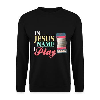 Accordéon - Au nom de jésus je joue - Sweat-shirt Unisexe - noir - Devant - Alina (178cm) & Michal (187cm)