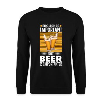 English is important but beer is importanter - Unisex Pullover - Schwarz - Vorne - Alina (178cm) & Michal (187cm)