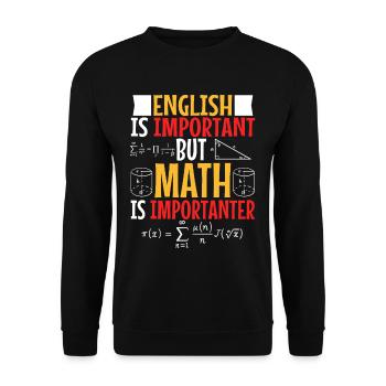 English is important but math is importanter - Unisex Pullover - Schwarz - Vorne - Alina (178cm) & Michal (187cm)