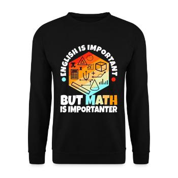 English is important but math is importanter - Unisex Pullover - Schwarz - Vorne - Alina (178cm) & Michal (187cm)