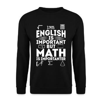 English is important but math is importanter - Unisex Pullover - Schwarz - Vorne - Alina (178cm) & Michal (187cm)