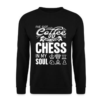 J’ai du café dans les veines et des échecs dans l’âme - Sweat-shirt Unisexe - noir - Devant - Alina (178cm) & Michal (187cm)