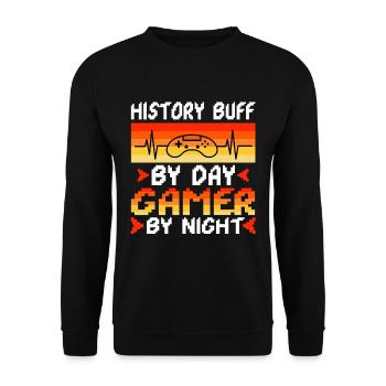 History by day gamer by night - Unisex Pullover - Schwarz - Vorne - Alina (178cm) & Michal (187cm)