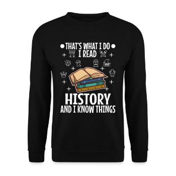 I read history and i know things - Unisex Pullover - Schwarz - Vorne - Alina (178cm) & Michal (187cm)