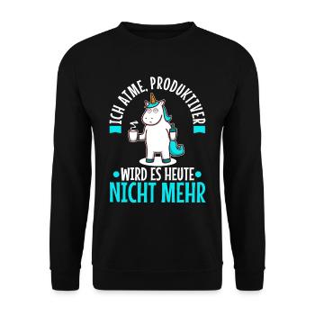 Ich atme produktiver wird es heute nicht - Unisex Pullover - Schwarz - Vorne - Alina (178cm) & Michal (187cm)