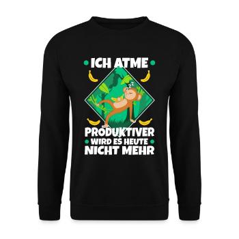 Ich atme produktiver wird es heute nicht - Unisex Pullover - Schwarz - Vorne - Alina (178cm) & Michal (187cm)
