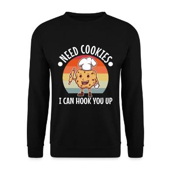 Need cookies i can hook you up - Unisex Sweatshirt - black - Front - Alina (178cm) & Michal (187cm)