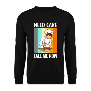 Need Cake Call Me Now - Unisex Pullover - Schwarz - Vorne - Alina (178cm) & Michal (187cm)