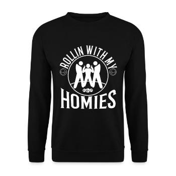 Rollin with my homies Bocce Ball - Unisex Pullover - Schwarz - Vorne - Alina (178cm) & Michal (187cm)