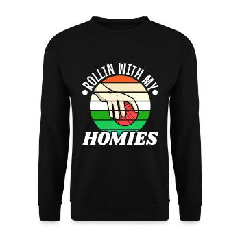 Rollin with my homies Bocce Ball - Unisex Pullover - Schwarz - Vorne - Alina (178cm) & Michal (187cm)