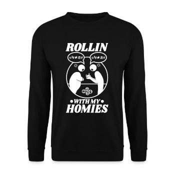 Rollin with my homies Bocce Ball - Unisex Pullover - Schwarz - Vorne - Alina (178cm) & Michal (187cm)