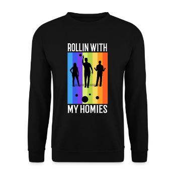 Rollin with my homies Bocce Ball - Unisex Pullover - Schwarz - Vorne - Alina (178cm) & Michal (187cm)