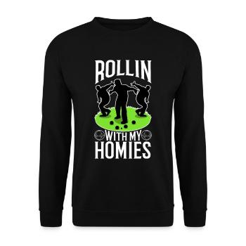 Rollin with my homies Bocce Ball - Unisex Pullover - Schwarz - Vorne - Alina (178cm) & Michal (187cm)